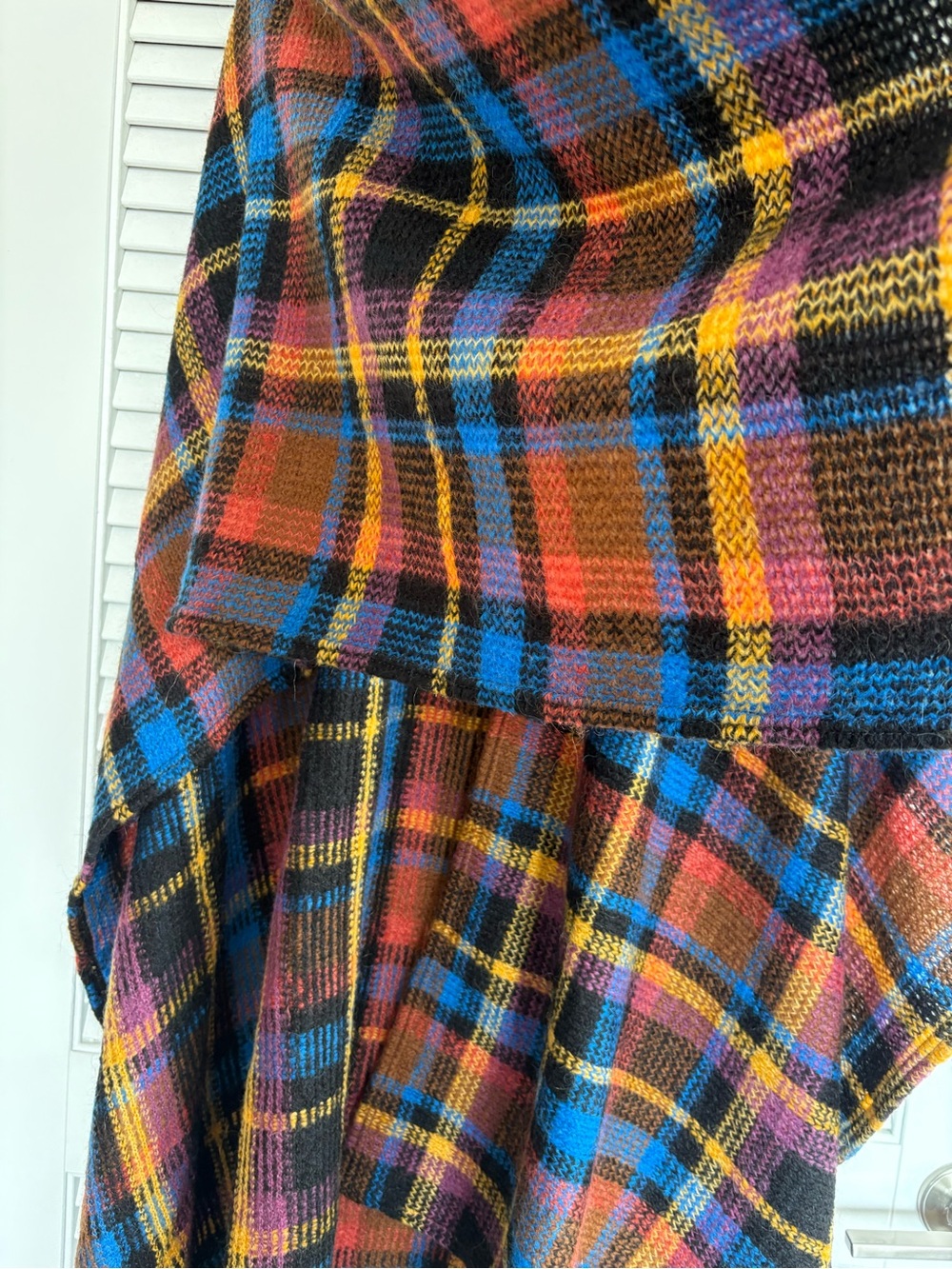 Made in Italy Mohair Blend Plaid Oversized Cape Poncho Boho Artsy - Picture 4 of 6